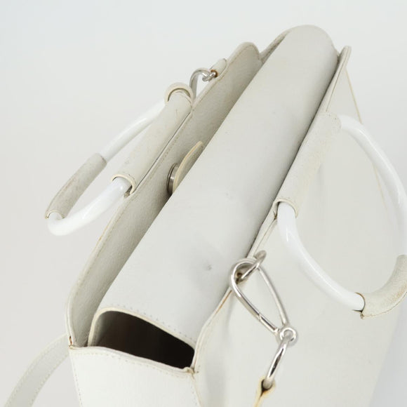 GUCCI Hand Bag Leather 2way White Silver 000 2058 0307 5 Auth am10598