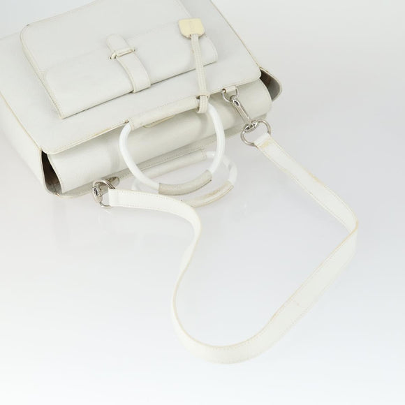 GUCCI Hand Bag Leather 2way White Silver 000 2058 0307 5 Auth am10598