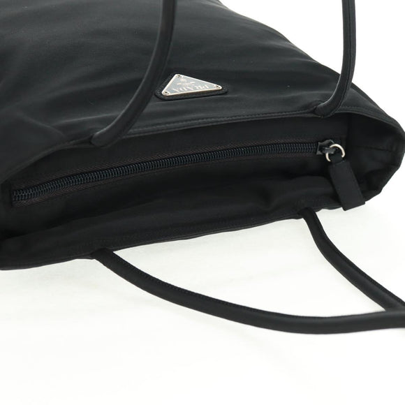 PRADA Tote Bag Nylon Black Silver Auth am10605V
