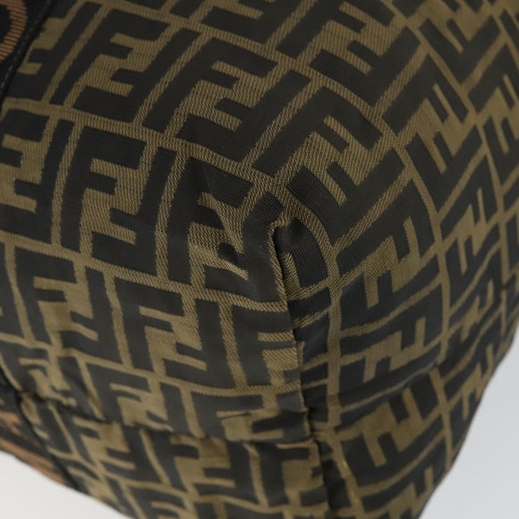 FENDI Zucca Canvas Boston Tote Bag Black Brown gold Auth am10607