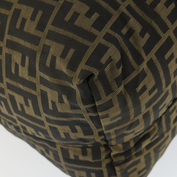 FENDI Zucca Canvas Boston Tote Bag Black Brown gold Auth am10607