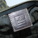 FENDI Zucca Canvas Boston Tote Bag Black Brown gold Auth am10607-19