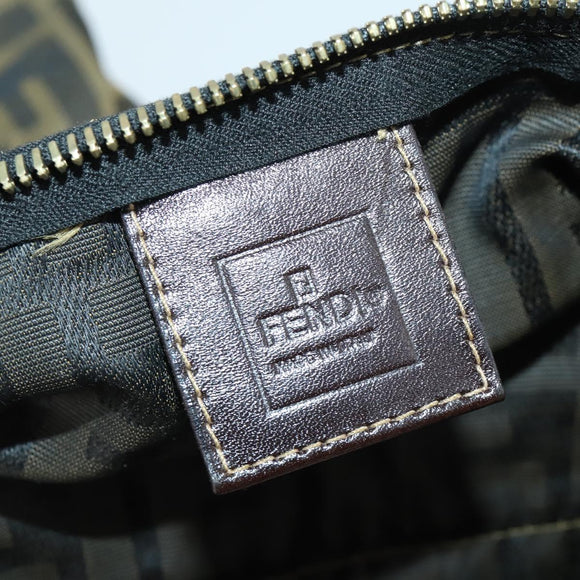 FENDI Zucca Canvas Boston Tote Bag Black Brown gold Auth am10607