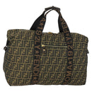 FENDI Zucca Canvas Boston Tote Bag Black Brown gold Auth am10607-1