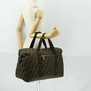 FENDI Zucca Canvas Boston Tote Bag Black Brown gold Auth am10607-20