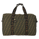 FENDI Zucca Canvas Boston Tote Bag Black Brown gold Auth am10607-13
