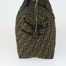 FENDI Zucca Canvas Boston Tote Bag Black Brown gold Auth am10607-4
