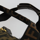 FENDI Zucca Canvas Boston Tote Bag Black Brown gold Auth am10607-8