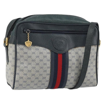 GUCCI Micro GG Supreme Sherry Line Bag PVC Navy Gold 001 56 0852 Auth am10608