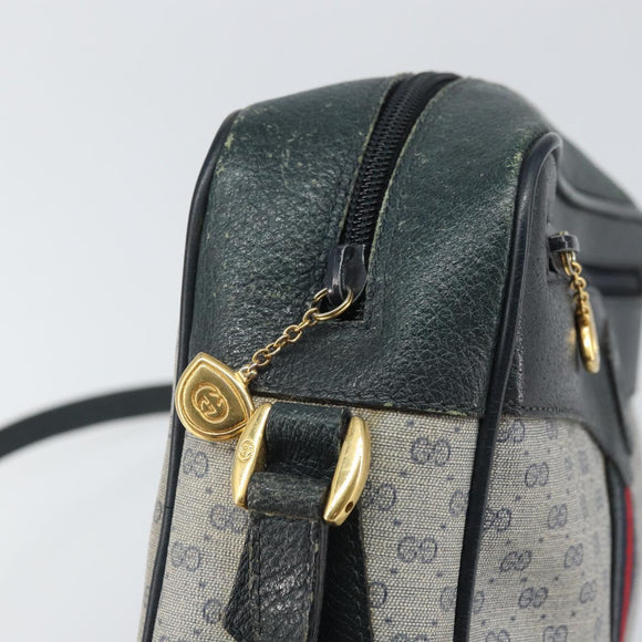 GUCCI Micro GG Supreme Sherry Line Bag PVC Navy Gold 001 56 0852 Auth am10608