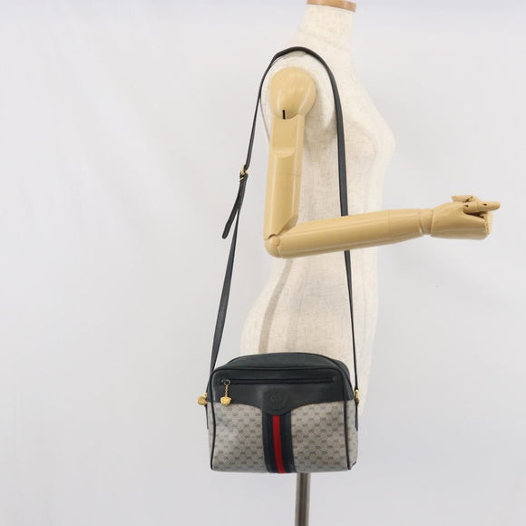 GUCCI Micro GG Supreme Sherry Line Bag PVC Navy Gold 001 56 0852 Auth am10608