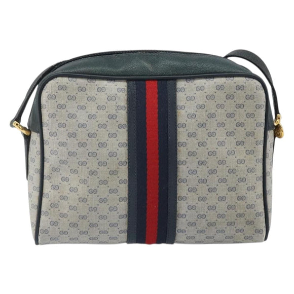 GUCCI Micro GG Supreme Sherry Line Bag PVC Navy Gold 001 56 0852 Auth am10608