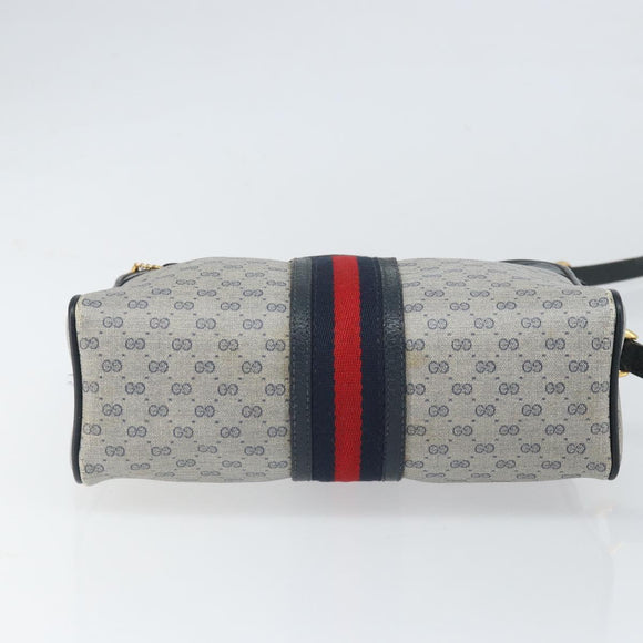 GUCCI Micro GG Supreme Sherry Line Bag PVC Navy Gold 001 56 0852 Auth am10608