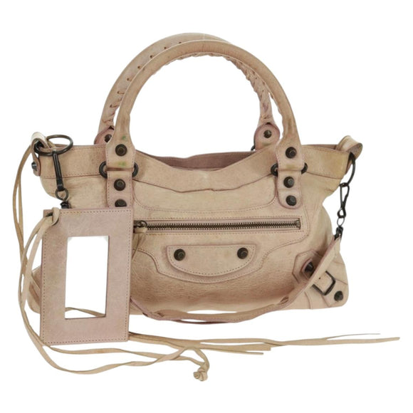BALENCIAGA The First Hand Bag Leather 2way Pink 103208 Auth am10609V