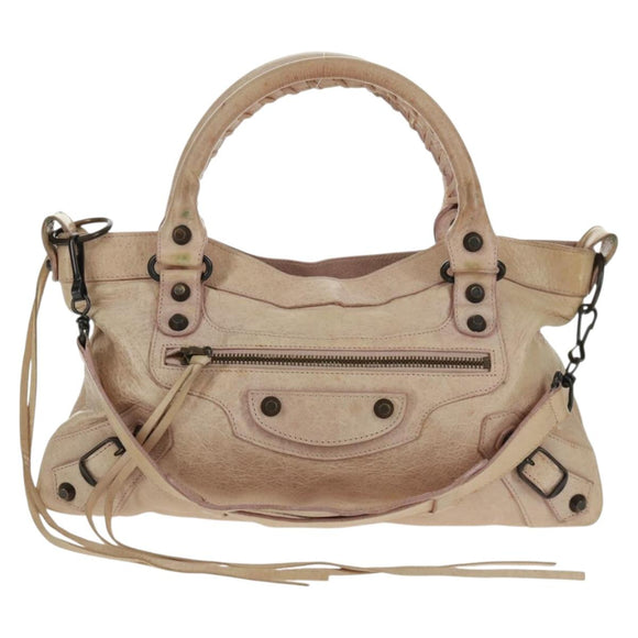 BALENCIAGA The First Hand Bag Leather 2way Pink 103208 Auth am10609V