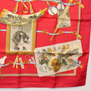HERMES Carre 90 Scarf ""Memoire d'Hermes"" Silk Red Auth am10617V-10