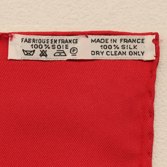HERMES Carre 90 Scarf ""Memoire d'Hermes"" Silk Red Auth am10617V