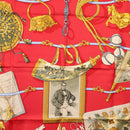 HERMES Carre 90 Scarf ""Memoire d'Hermes"" Silk Red Auth am10617V-6