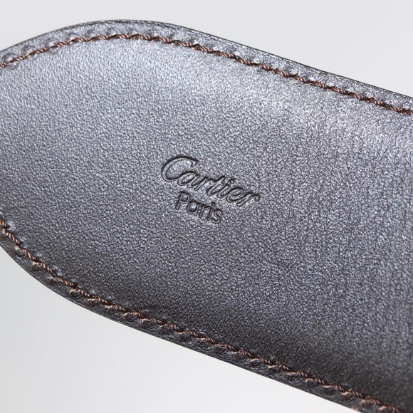 CARTIER Adjustable Belt Leather 32.3""-34.6"" Black Auth am10618V