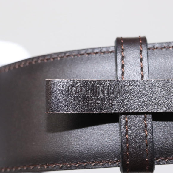 CARTIER Adjustable Belt Leather 32.3""-34.6"" Black Auth am10618V