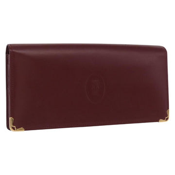 CARTIER Must Line Long Wallet Leather Bordeaux Gold Auth am10620V