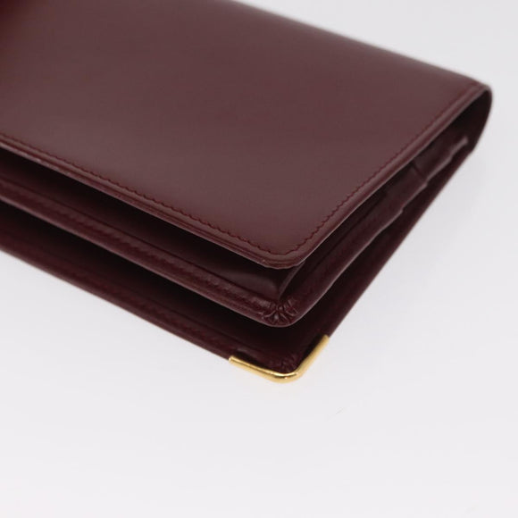 CARTIER Must Line Long Wallet Leather Bordeaux Gold Auth am10620V