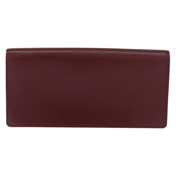 CARTIER Must Line Long Wallet Leather Bordeaux Gold Auth am10620V
