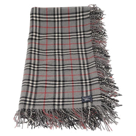 Burberrys Nova Check Stole Wool Gray Auth am10622 - 0