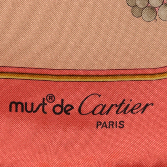 CARTIER Scarf Silk Pink Auth am10623V