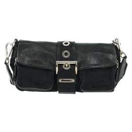 PRADA Shoulder Bag Nylon Leather Black Silver Auth am10628V - 0