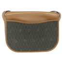Christian Dior Honeycomb Canvas Shoulder Bag PVC Gold Khaki Auth am10634-2