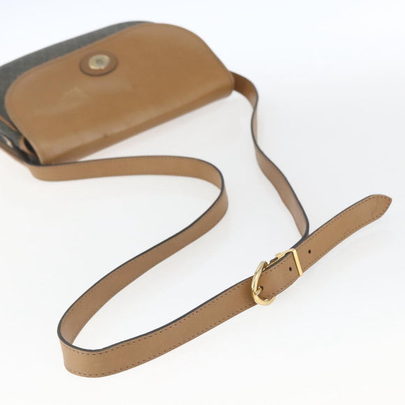 Christian Dior Honeycomb Canvas Shoulder Bag PVC Gold Khaki Auth am10634