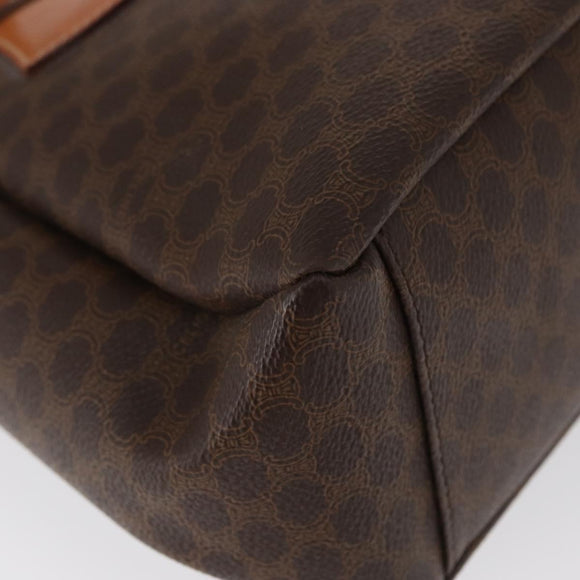 CELINE Macadam Canvas Hand Bag PVC Leather Brown Gold Auth am10636