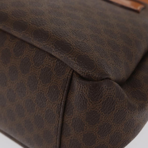 CELINE Macadam Canvas Hand Bag PVC Leather Brown Gold Auth am10636