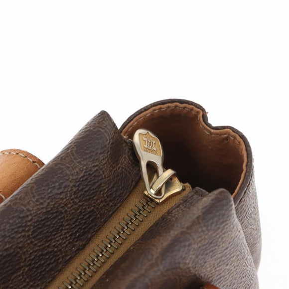 CELINE Macadam Canvas Hand Bag PVC Leather Brown Gold Auth am10636