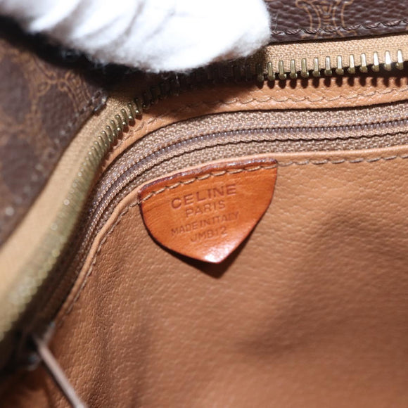 CELINE Macadam Canvas Hand Bag PVC Leather Brown Gold Auth am10636