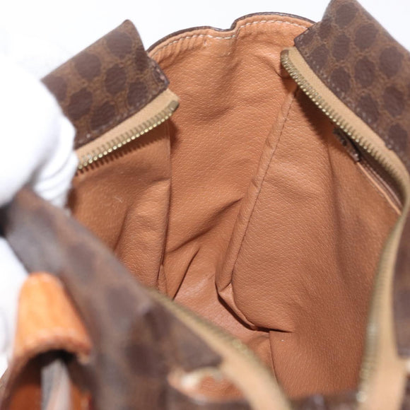 CELINE Macadam Canvas Hand Bag PVC Leather Brown Gold Auth am10636