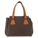 CELINE Macadam Canvas Hand Bag PVC Leather Brown Gold Auth am10636-13