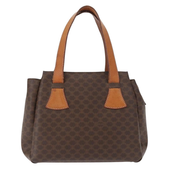CELINE Macadam Canvas Hand Bag PVC Leather Brown Gold Auth am10636