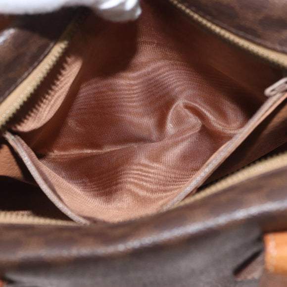 CELINE Macadam Canvas Hand Bag PVC Leather Brown Gold Auth am10636