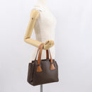 CELINE Macadam Canvas Hand Bag PVC Leather Brown Gold Auth am10636-22