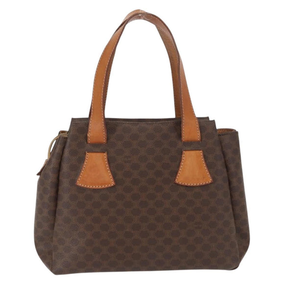 CELINE Macadam Canvas Hand Bag PVC Leather Brown Gold Auth am10636