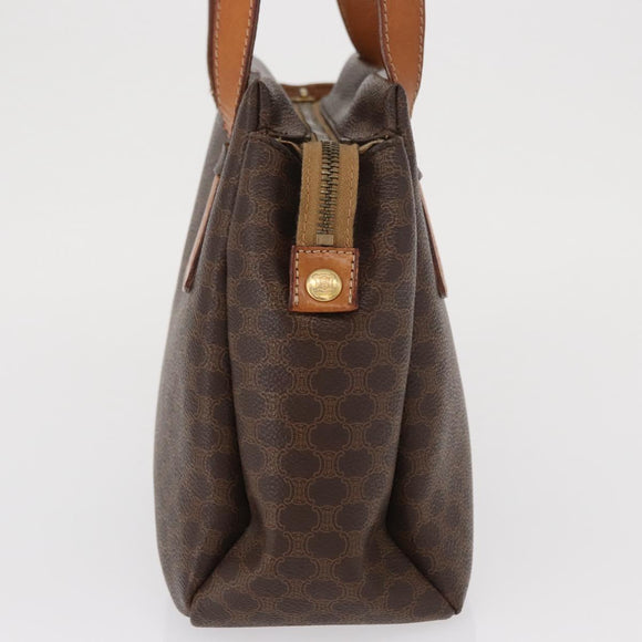CELINE Macadam Canvas Hand Bag PVC Leather Brown Gold Auth am10636