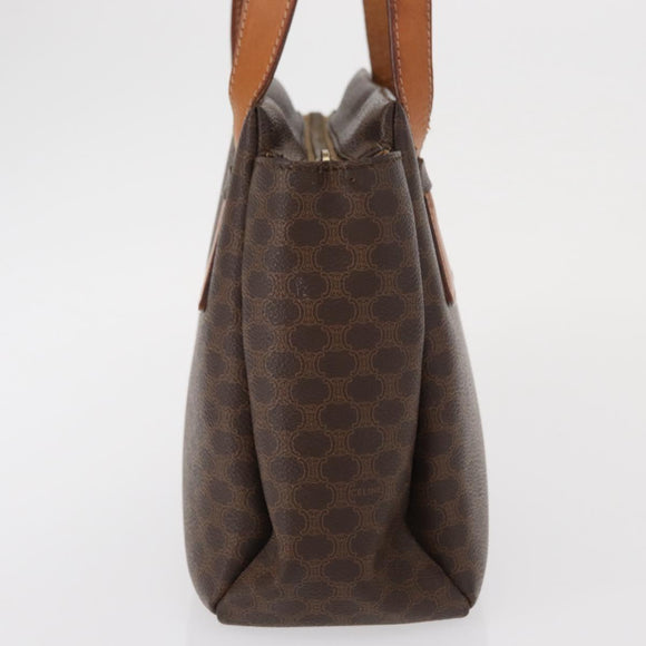CELINE Macadam Canvas Hand Bag PVC Leather Brown Gold Auth am10636