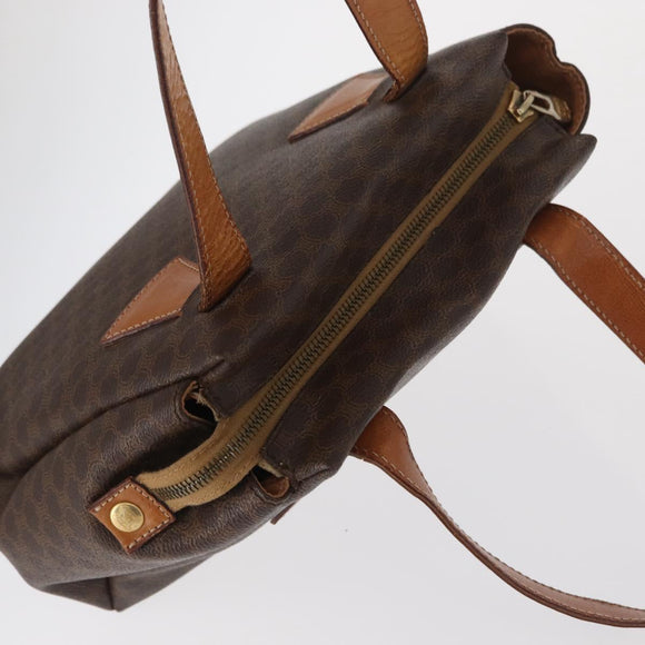 CELINE Macadam Canvas Hand Bag PVC Leather Brown Gold Auth am10636