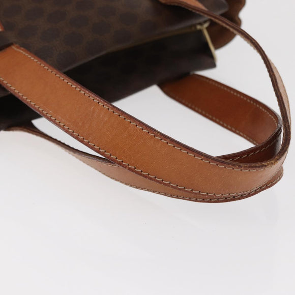 CELINE Macadam Canvas Hand Bag PVC Leather Brown Gold Auth am10636