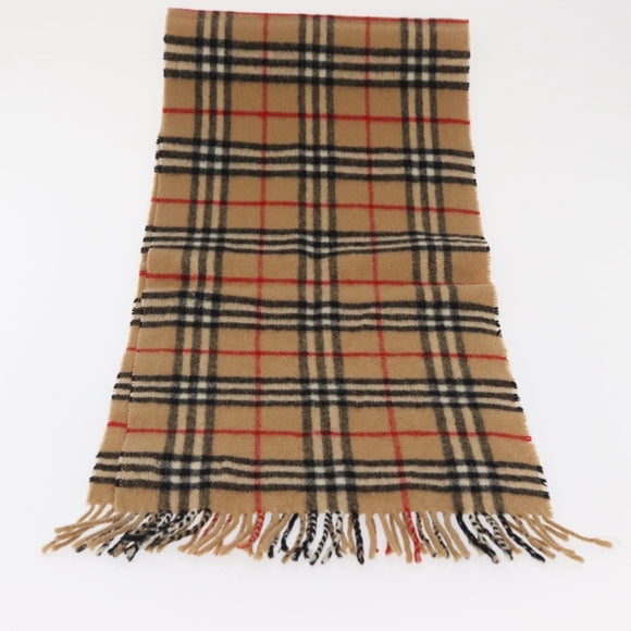 Burberrys Nova Check Scarf Wool Beige Auth am10638