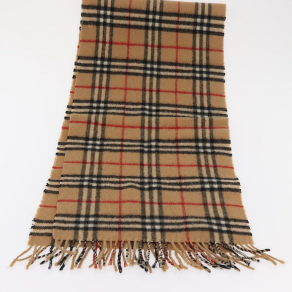 Burberrys Nova Check Scarf Wool Beige Auth am10638
