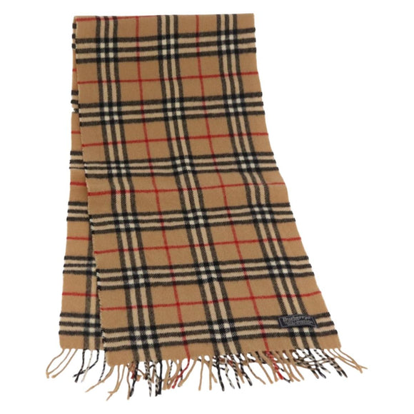 Burberry Nova Check Schal Wolle Beige Auth am10638