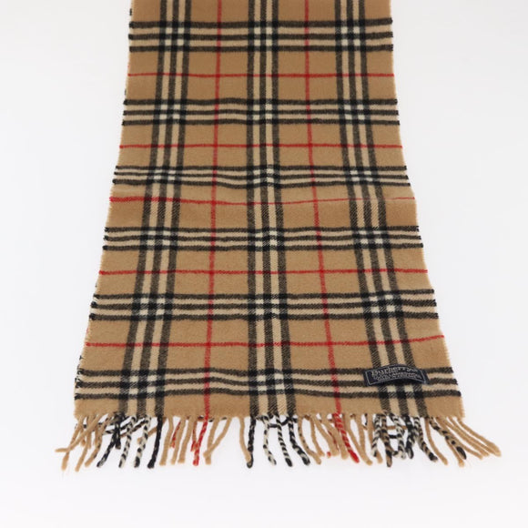 Burberrys Nova Check Scarf Wool Beige Auth am10638